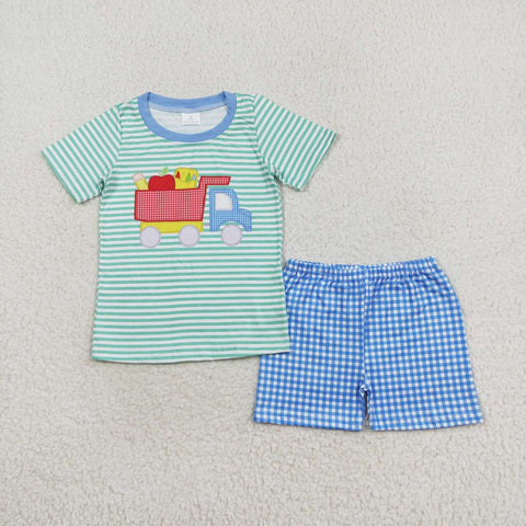 BSSO0978 RTS 3-6M to 7-8T baby boy clothes back to school day toddler boy summer outfits