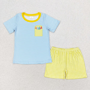 BSSO0983 RTS 3-6M to 7-8T  baby boy clothes back to school day toddler boy  summer outfits