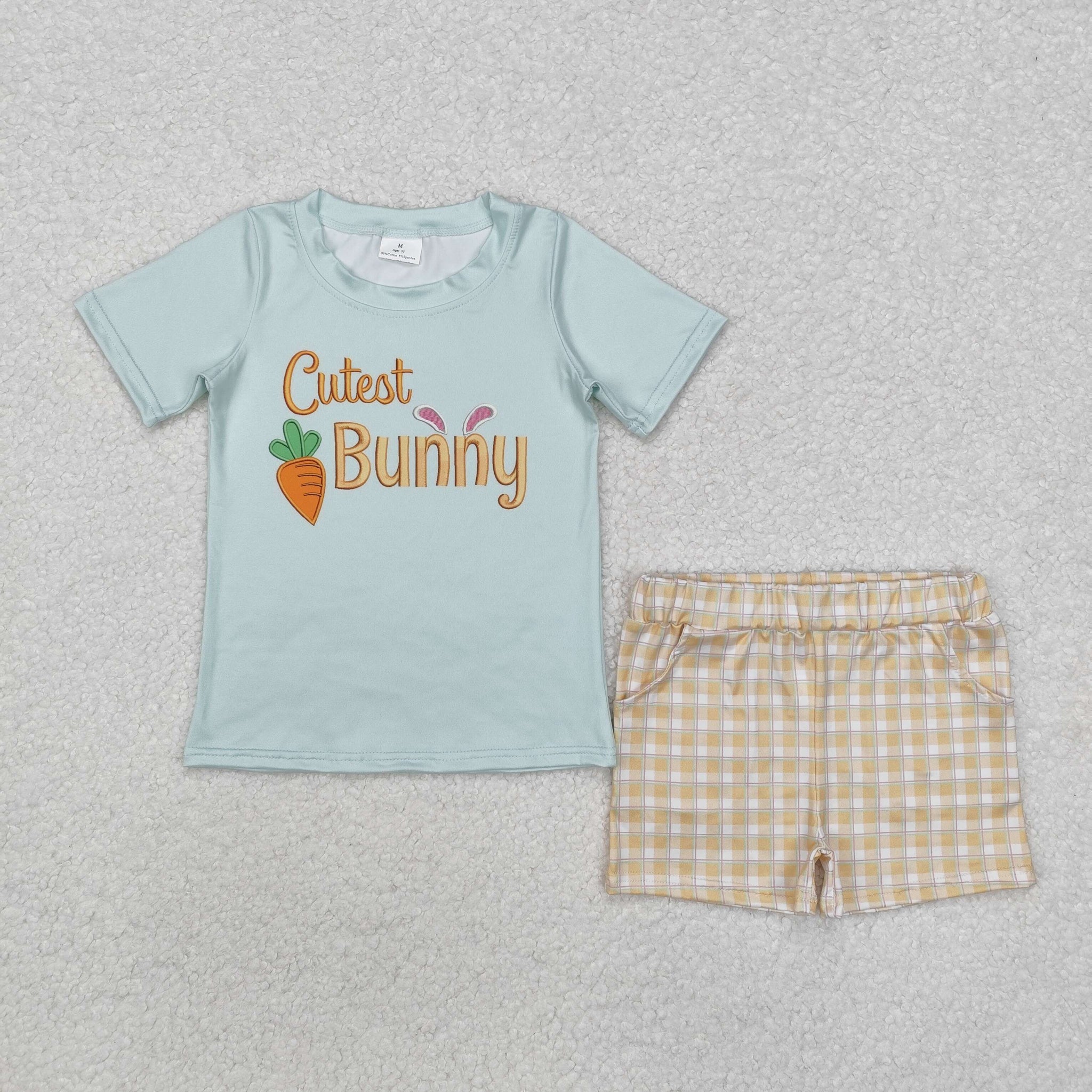 BSSO1073 RTS toddler boy clothes cutest bunny boy easter outfit shorts set