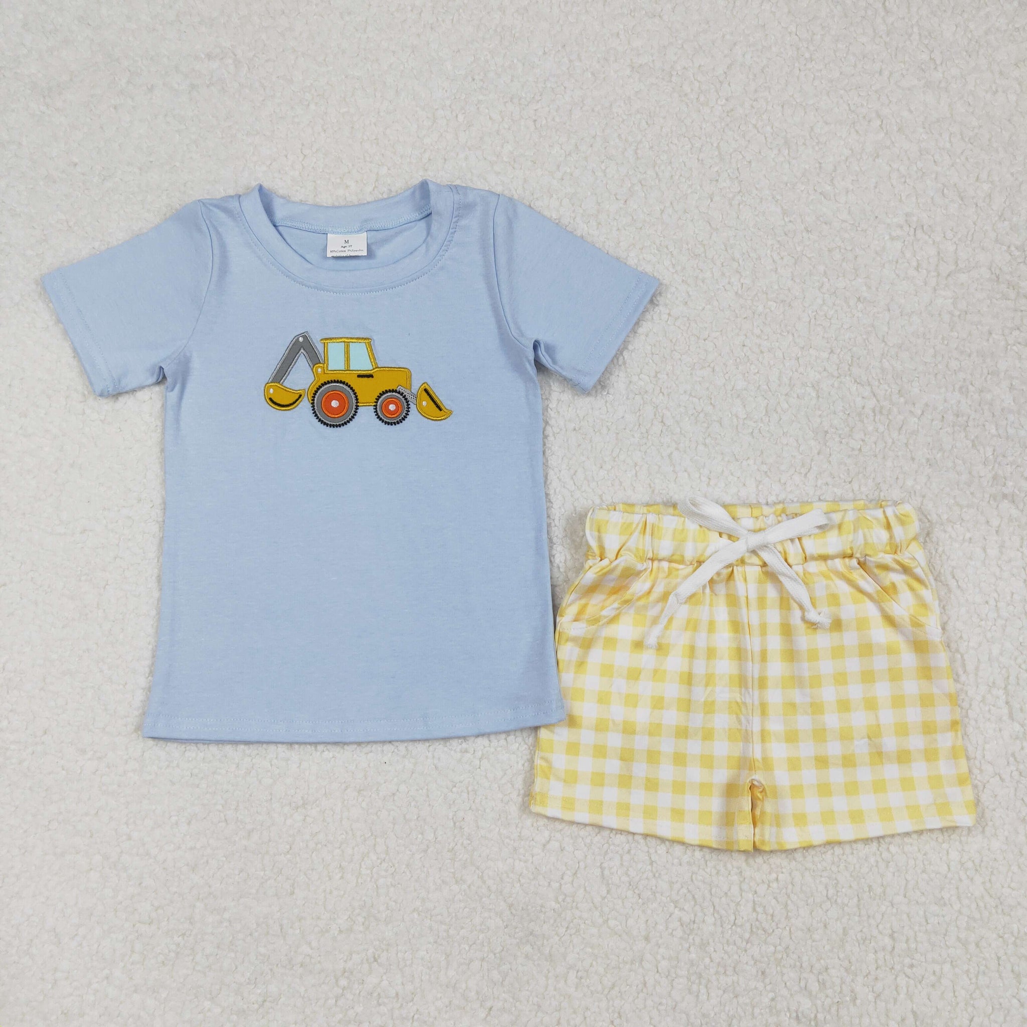 BSSO1117 RTS Boy Summer Outfit emboridery Boy Summer Shorts Set