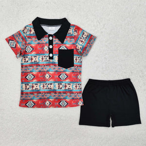 BSSO1140 RTS boy clothes aztec toddler boy summer outfit