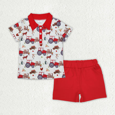 BSSO1178 RTS toddler boy clothes boy summer outfit shorts set farm clothing