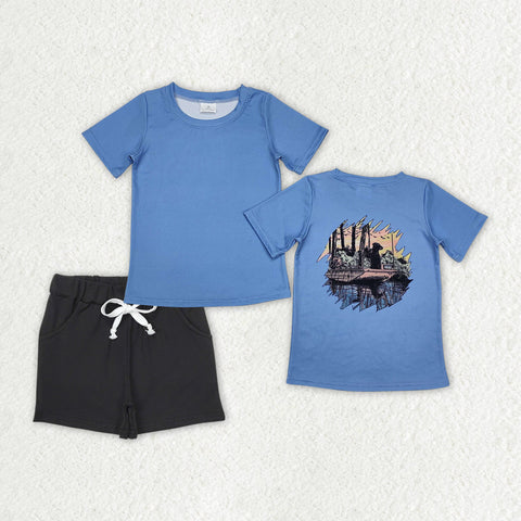 BSSO1201  baby boy clothes fishing toddler boy summer outfit