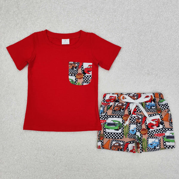 BSSO1256 RTS boy clothes cartoon car toddler boy summer outfit