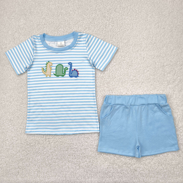 RTS toddler clothes matching clothing embroidery dino crayon print set boys back to shcool day summer clothing-2026.2.28