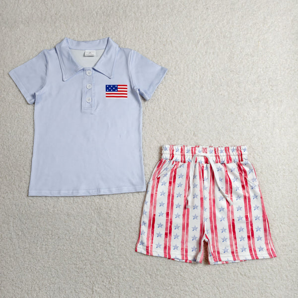 BSSO1480 RTS baby girl clothes flag toddler girl 4th of July Patriotic summer outfit