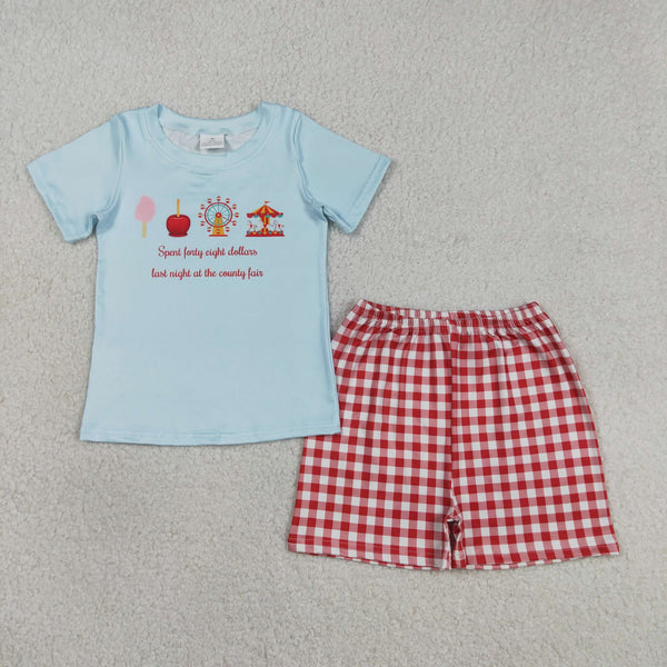 BSSO1482 RTS baby boy clothes country fair toddler boy summer outfit shorts set