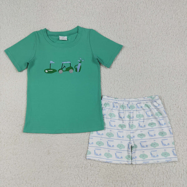 RTS kids clothes embroidery golf kids summer matching clothes summer shorts set-2025.7.8