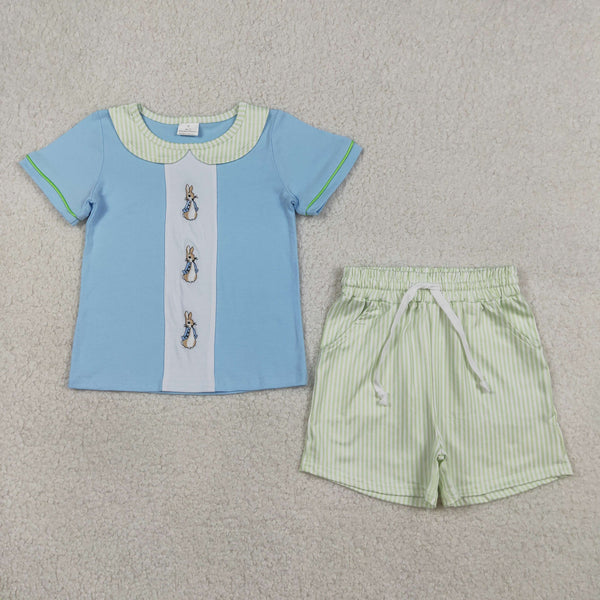 BSSO1564 RTS girl easter clothes bunny embroidery girl easter clothing set shorts set