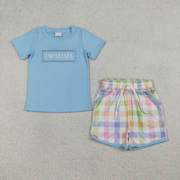 RTS  matching kids clothing embroidery I love mama print clothing baby summer clothing-2026.3.17
