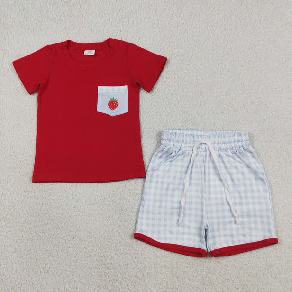 BSSO1692 RTS kids clothes strawberry clothes boy summer shorts set