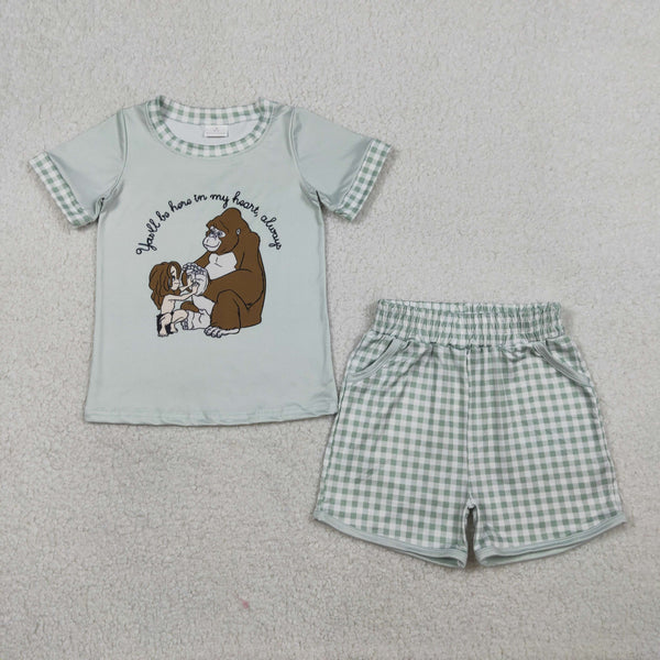 RTS kids matching clothing cartoon monkey print clothing baby summer clothing-2026.2.2