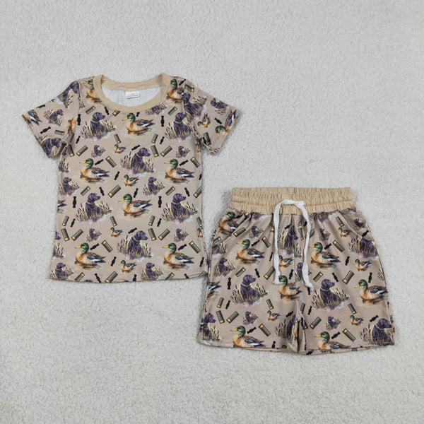 BSSO1727 RTS baby boy clothes mallard toddler boy summer outfit pajamas set