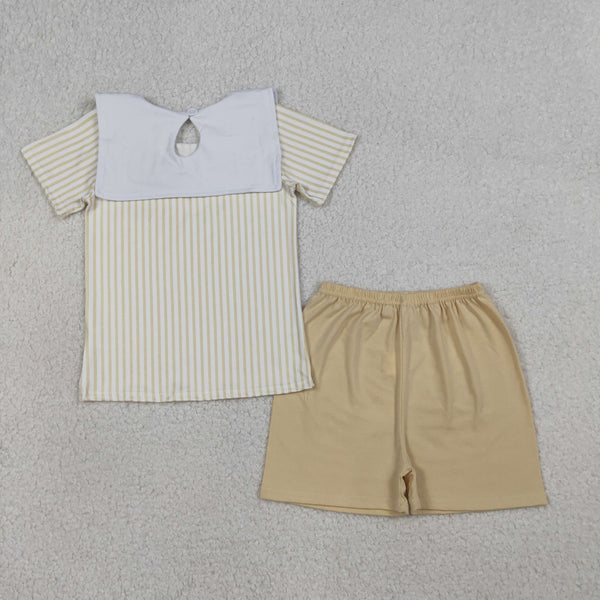 BSSO1777 RTS baby boy clothes cross embroidery toddler boy easter summer outfit