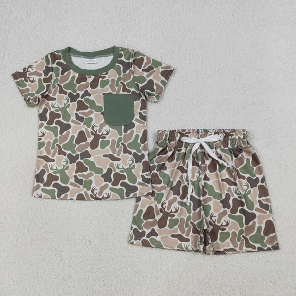 BSSO1792 RTS baby boy clothes camo toddler boy summer outfit summer shorts set