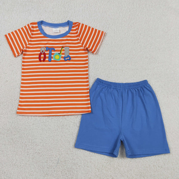 RTS Matching kids clothing embroidery box print clothing boy summer clothing-2026.4.25