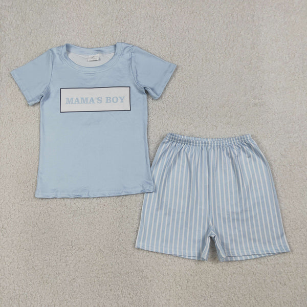 BSSO1876 RTS kids clothes mama’s boy print boy summer outfit  clothing summer shorts set