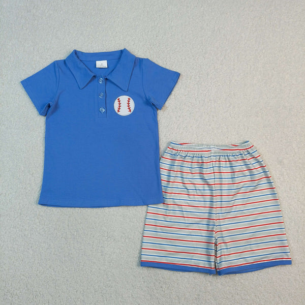 BSSO1877 RTS kids clothes baseball embroidery boy summer outfit  clothing shorts set