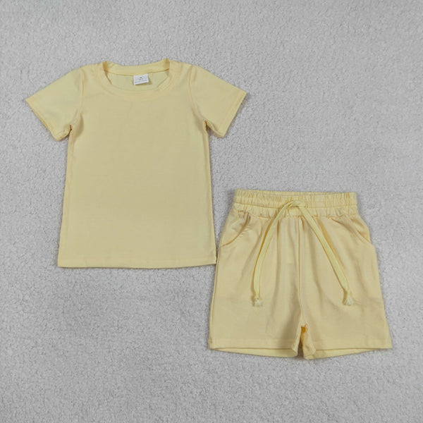 BSSO1888 RTS kids clothes yellow cotton boy summer outfit  summer shorts set