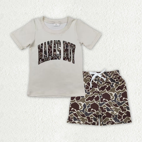 BSSO1901 kids clothes summer mama's boy summer outfit camo hunting clothes