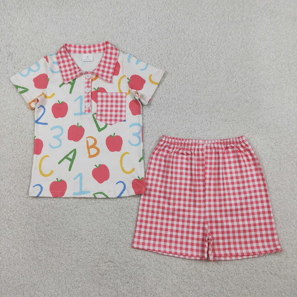 RTS Matching clothing kids apple print clothing baby back to school summer clothing-2026.4.30