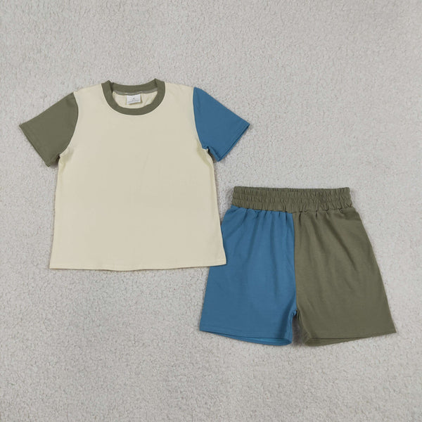 BSSO1976 RTS kids clothes green cotton boys summer outfit summer shorts set