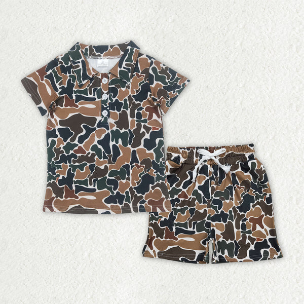 BSSO1998 RTS kids boy clothes camo hunting clothes boy summer shorts set