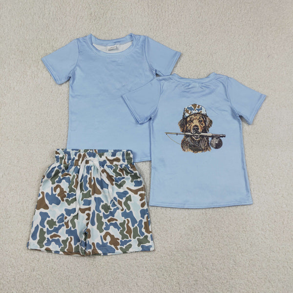 RTS BSSO1999 kids clothes hunting camo dog boys summer outfit shorts set