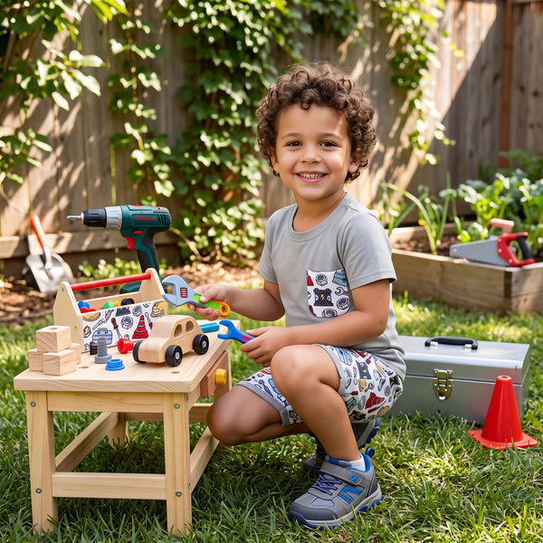 BSSO2005 RTS kids boy clothes tool print boy summer shorts set