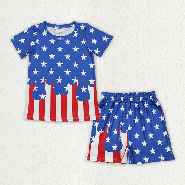 BSSO2040 RTS kids boy clothes star 4th of July clothes boy summer shorts set