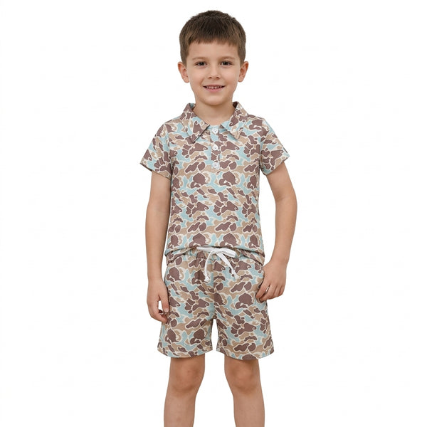 RTS BSSO2047 baby boy clothes camo boy summer shorts set