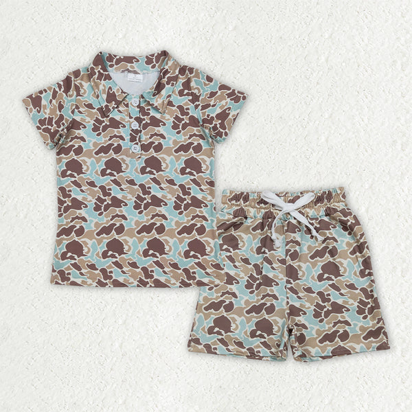 RTS BSSO2047 baby boy clothes camo boy summer shorts set