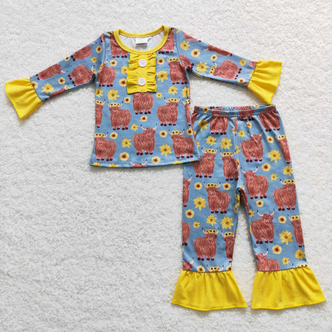 GLP0670  toddler girl clothes highland cow girl winter pajamas set-promotion 2025.1.11 $5.5