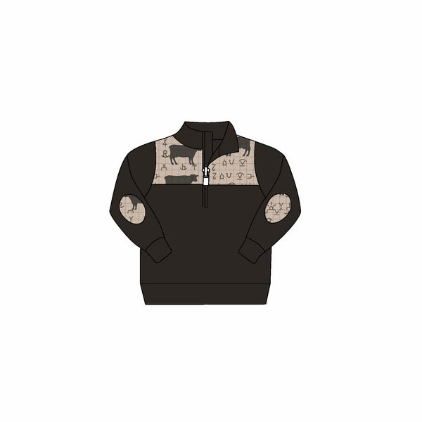 BT0107 baby boy clothes brown zipper shirt