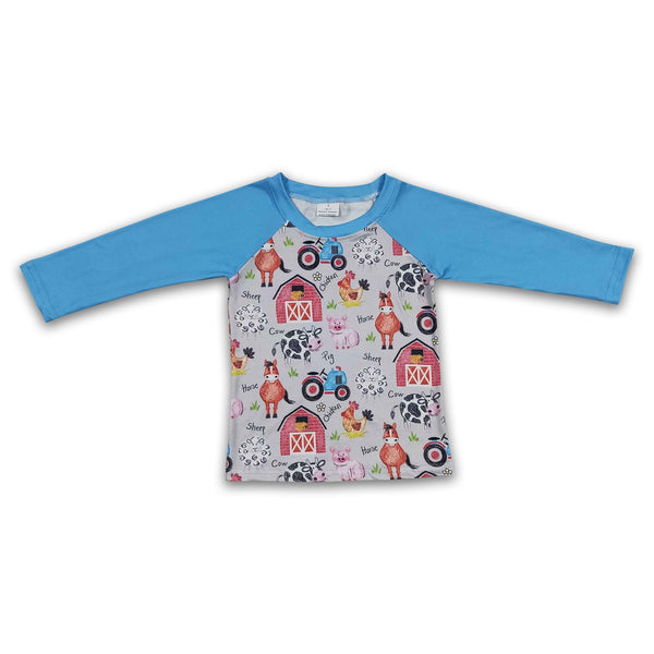 BT0110 baby boy clothes blue farm shirt winter top