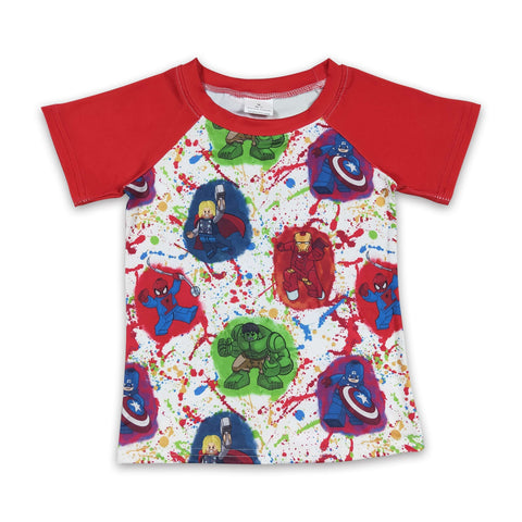 BT0139 baby boy clothes cartoon red summer tshirt