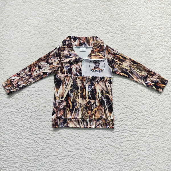 BT0333 toddler boy clothes dog camo hunting boy winter zipper top