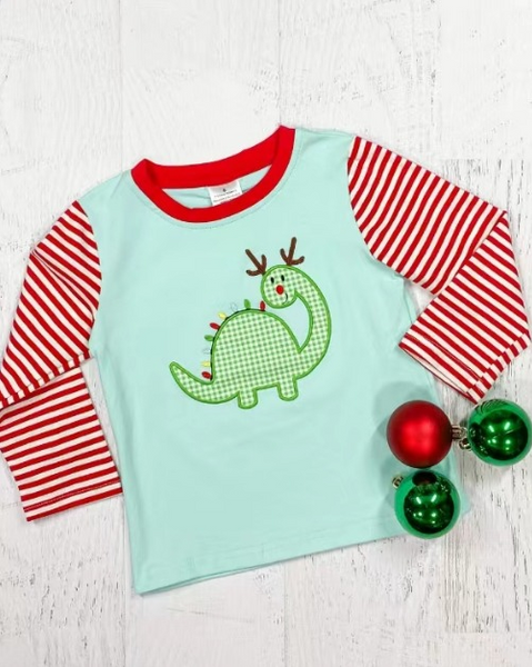 BT0422 baby boy clothes heart dinosaur embroidery boy valentines day shirt top