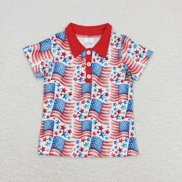 BT0565 RTS baby boy clothes star flag boy 4th of July patriotic tshirt (print)