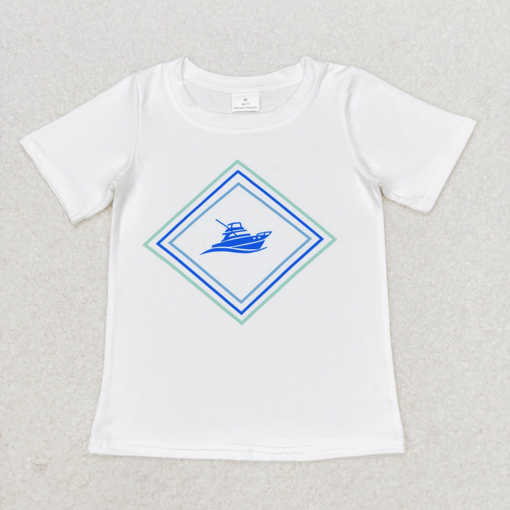 BT0613 RTS baby boy clothes sailboat mallard boy summer tshirt