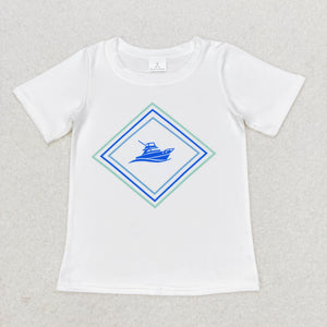 BT0613 RTS baby boy clothes sailboat mallard boy summer tshirt