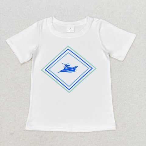 BT0613 RTS baby boy clothes sailboat mallard boy summer tshirt