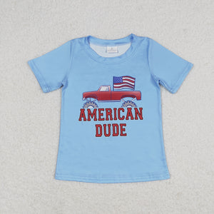 BT0650 RTS baby boy clothes american dude 4th of July patriotic boy summer tshirt ¡ꡧprint¡ê?