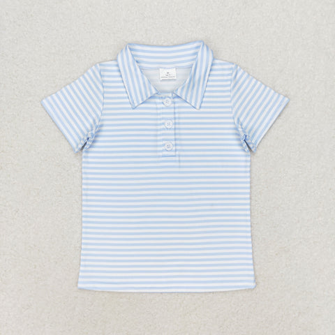 BT0653 RTS baby boy clothes blue stripes boy summer tshirt