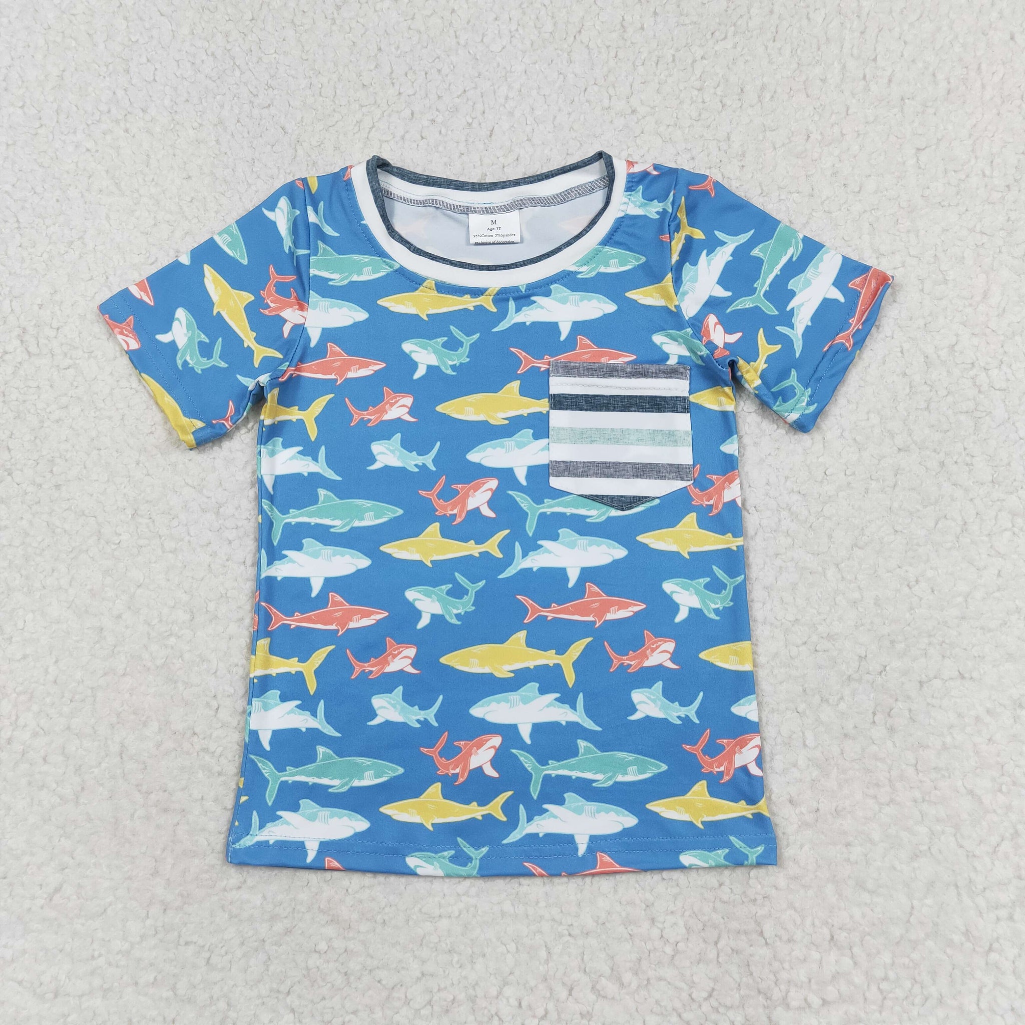 BT0667 RTS baby boy clothes shark boy summer tshirt