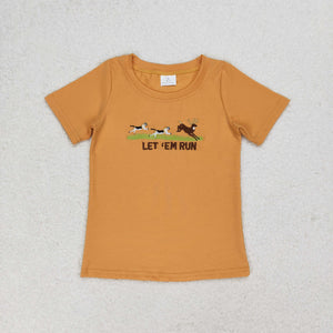 BT0674 RTS baby boy clothes embroidery wild animals boy summer tshirt