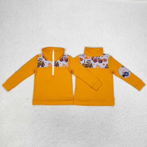 BT0695 RTS toddler boy clothes truck boy winter halloween zipper top