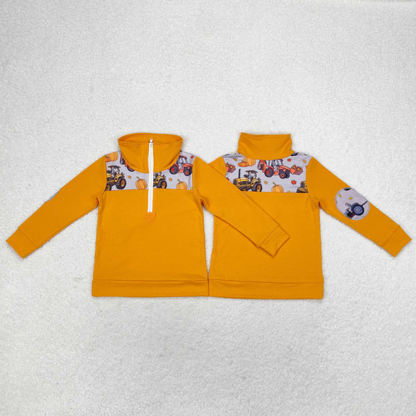 BT0695 RTS toddler boy clothes truck boy winter halloween zipper top