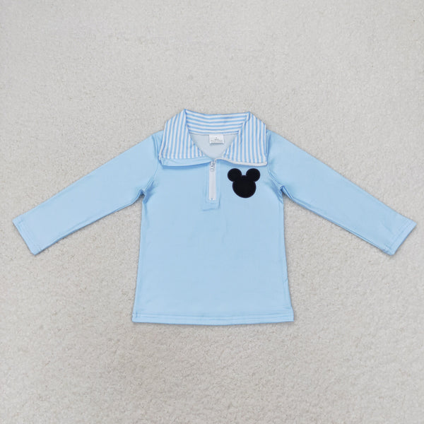 BT0708  RTS  toddler boy clothes blue mouse boy winter top shirt