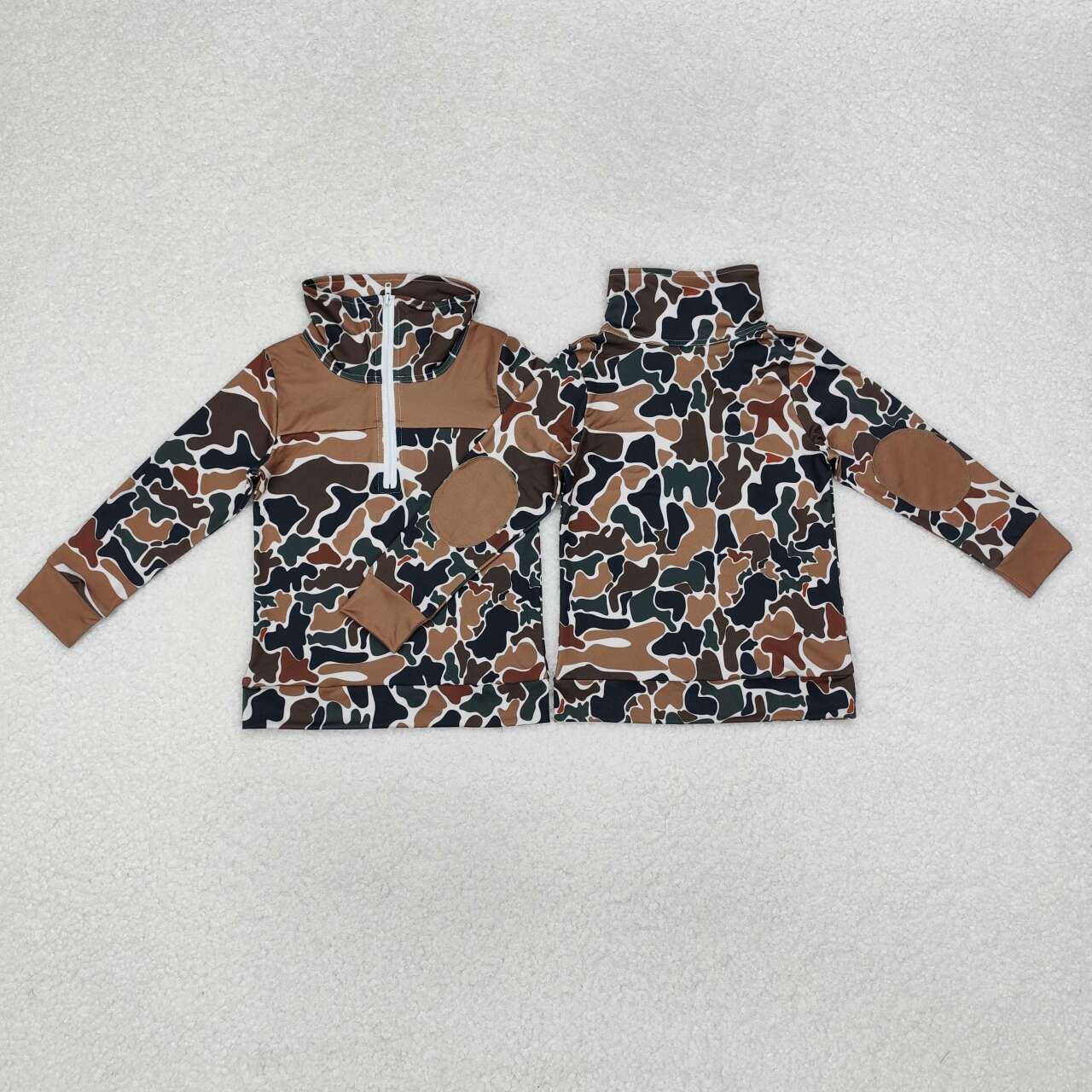 BT0810 RTS toddler boy clothes hunting clothes brown camo boy winter top t-shirt pullover